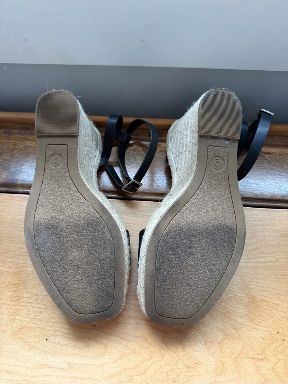 Black Espadrille Wedge Sandals with Ankle Strap